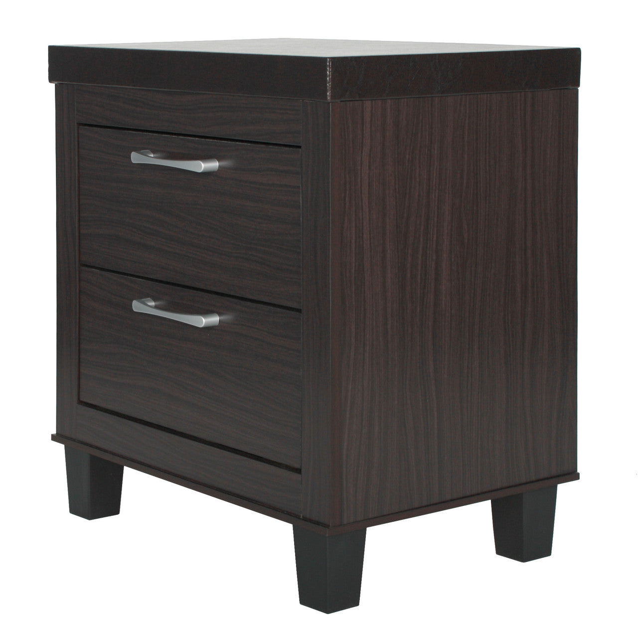 Go Green Woods Elegant Mid Century Modern 2 Drawer Nightstand