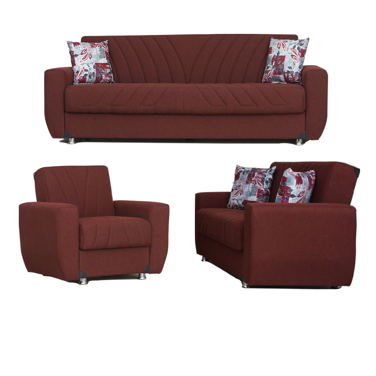 Jennifer Burgundy Fabric Loveseat