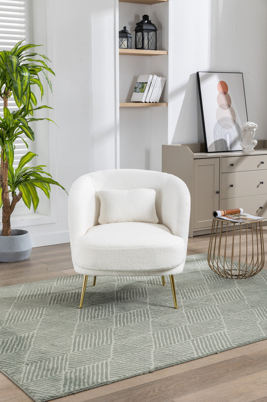 Ivory Boucle Curved Back Accent Chair