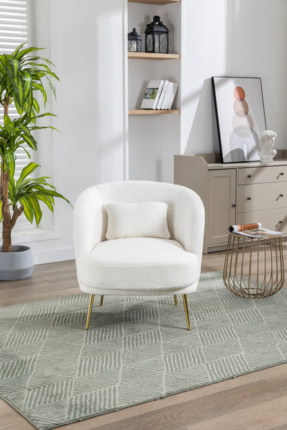 Ivory Boucle Curved Back Accent Chair