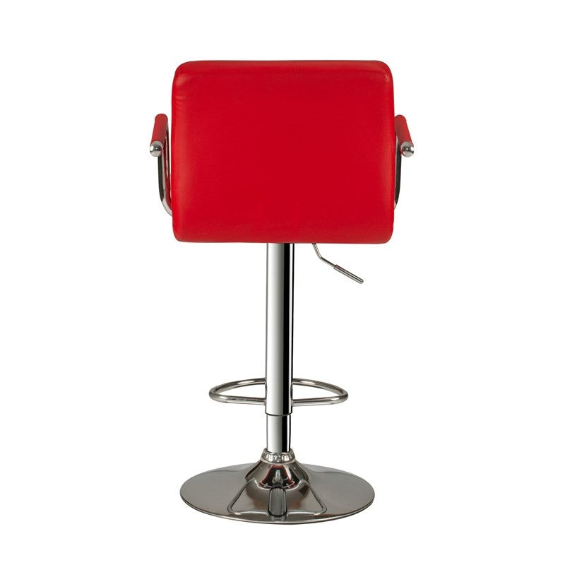 Go Green Woods Adjustable Bartstool with Metal Armrests (Red)