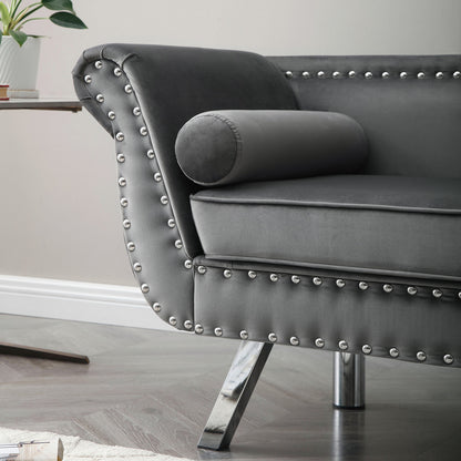 Curved Backrest Velvet Loveseat