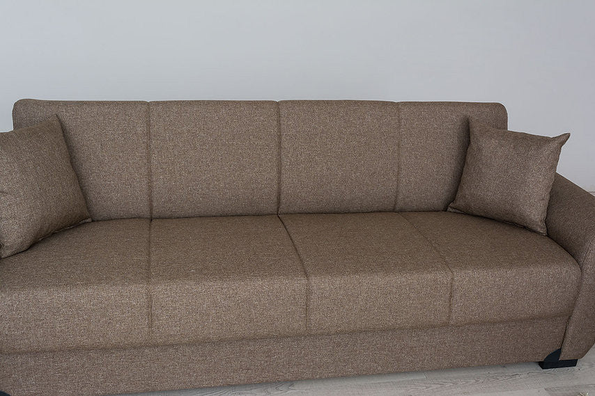 Fatima Light Brown Fabric Sofa Bed