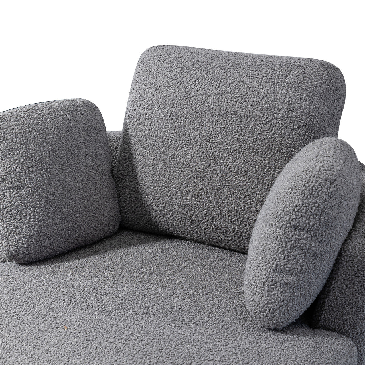 Dark Gray Boucle Swivel Barrel Chair