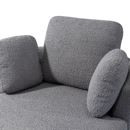 Dark Gray Boucle Swivel Barrel Chair
