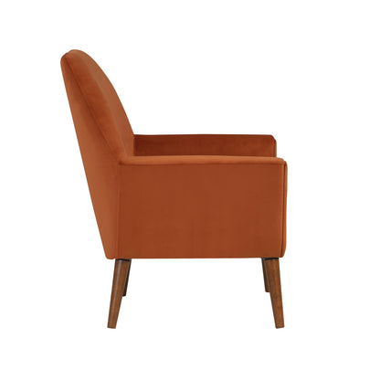 Astrid Burnt Orange Velvet Mid-Century Arm Chair