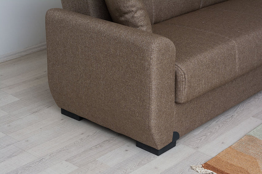 Fatima Light Brown Fabric Sofa Bed