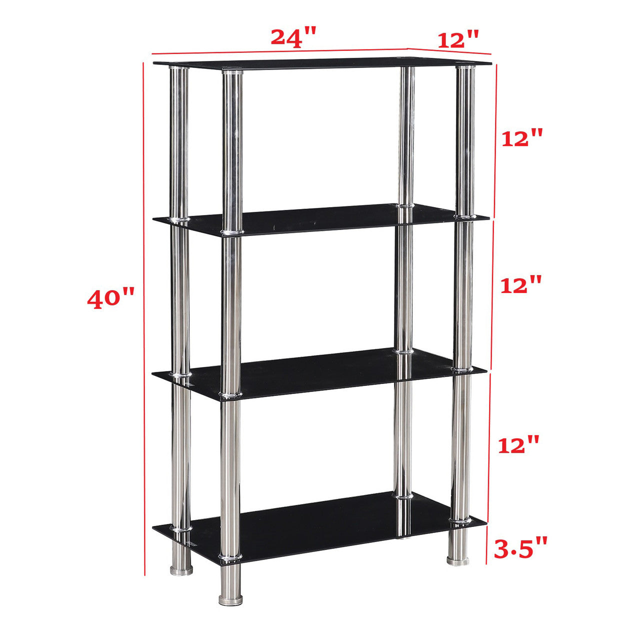 Go Green Woods Jane Decorative Glass 4 Tier Shelves Bookcase
