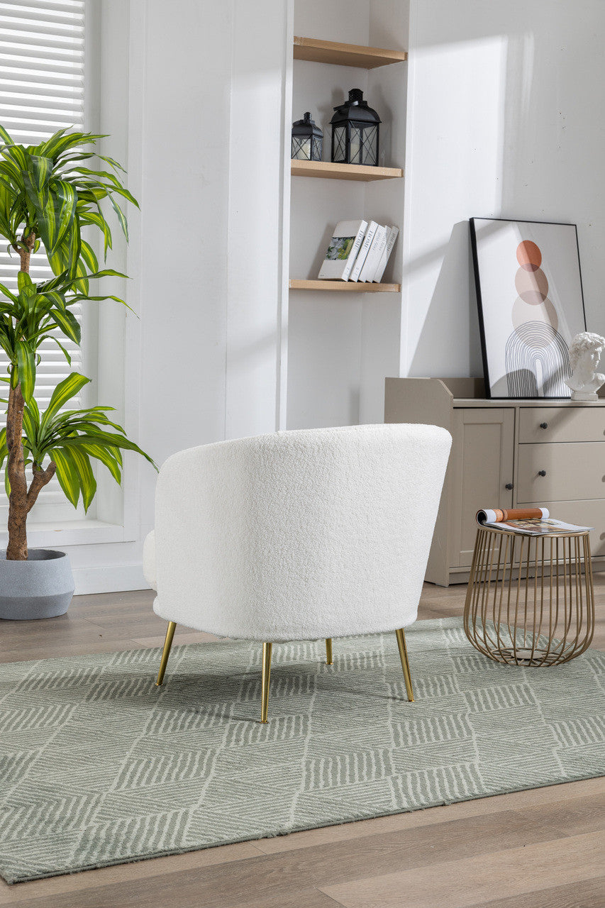 Ivory Boucle Curved Back Accent Chair