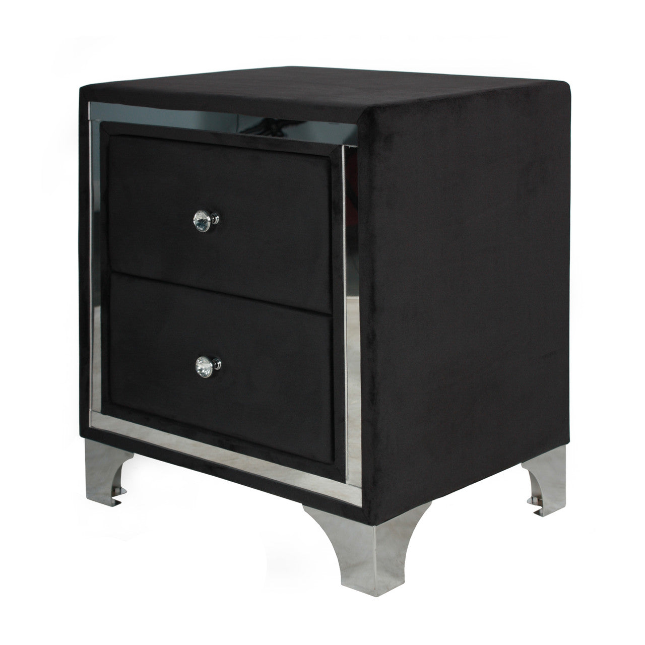 Go Green Woods Monica Velvet Upholstered 2 Drawer Nightstand