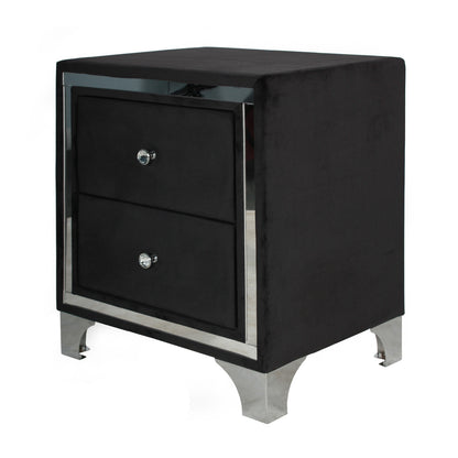 Go Green Woods Monica Velvet Upholstered 2 Drawer Nightstand