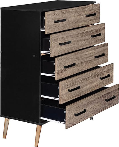 Go Green Woods Eli Mid-Century Modern 5 Drawer Chest