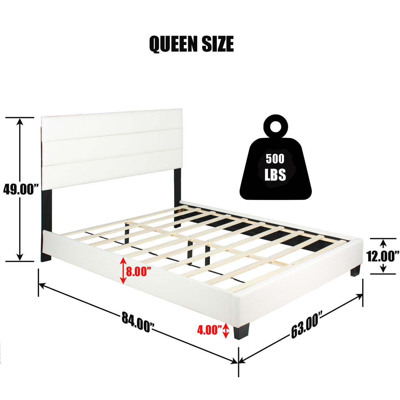 Go Green Woods Napoli Faux Leather Upholstered Platform Bed Queen