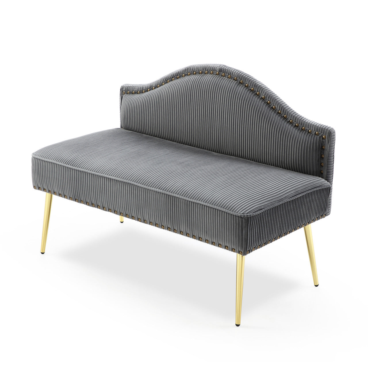 Pleated Velvet Mid-Century Loveseat in Grey
