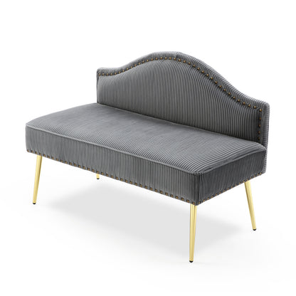 Pleated Velvet Mid-Century Loveseat in Grey