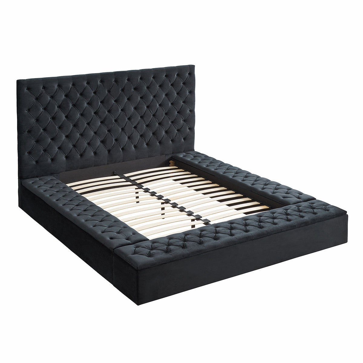 Go Green Woods Cosmopolitan Velvet Upholstered Platform Queen Bed
