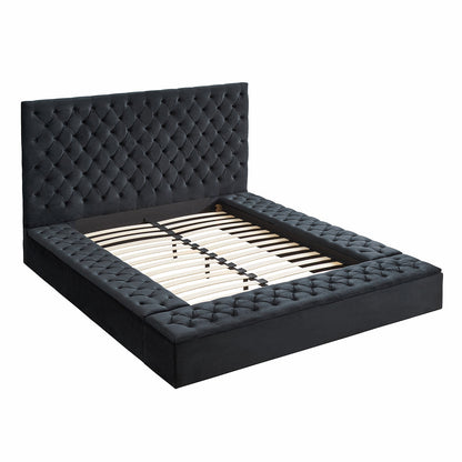 Go Green Woods Cosmopolitan Velvet Upholstered Platform Queen Bed