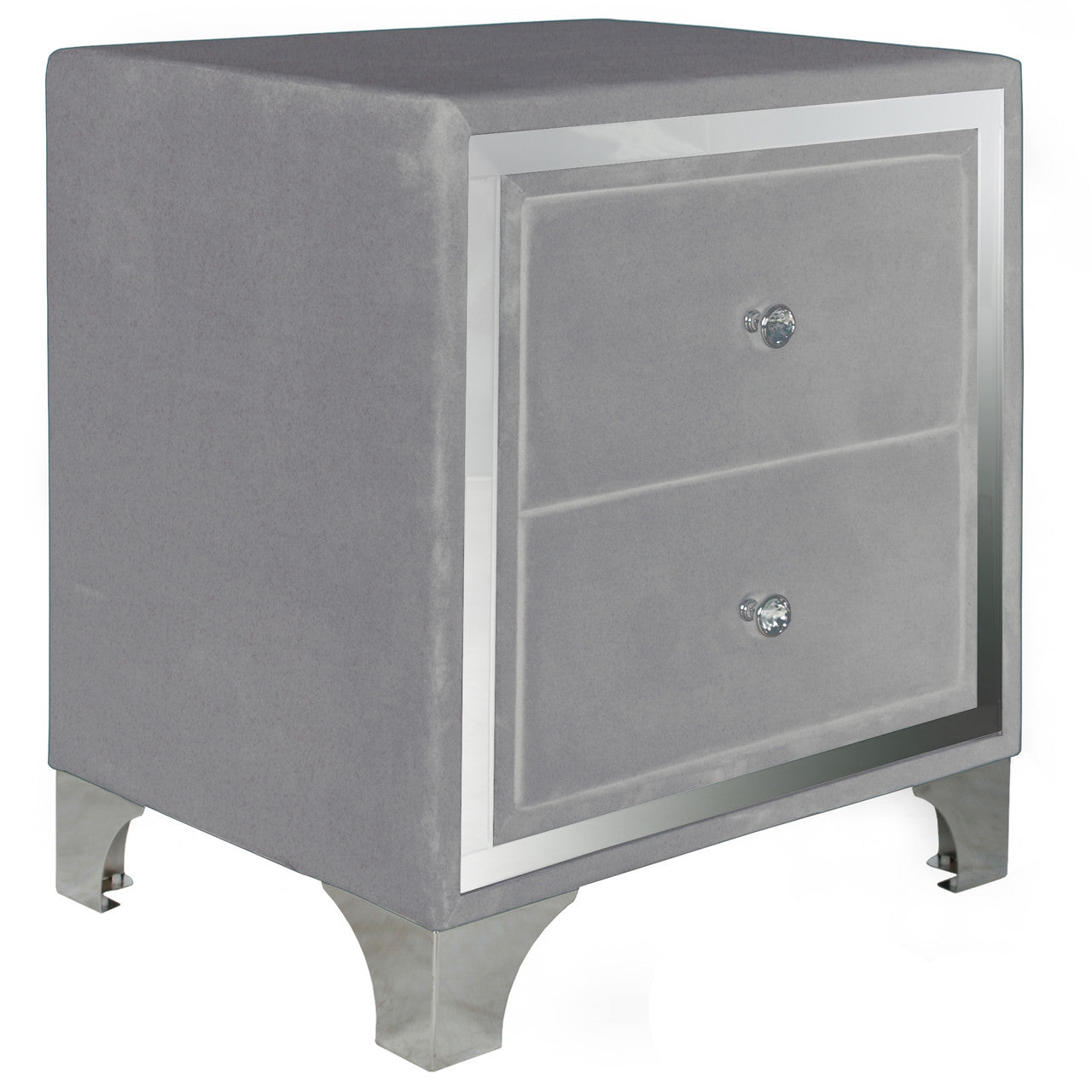 Go Green Woods Monica Velvet Upholstered 2 Drawer Nightstand