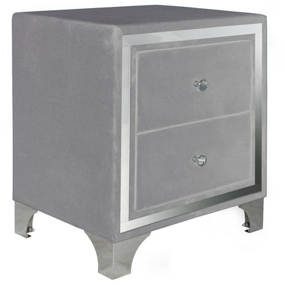 Go Green Woods Monica Velvet Upholstered 2 Drawer Nightstand