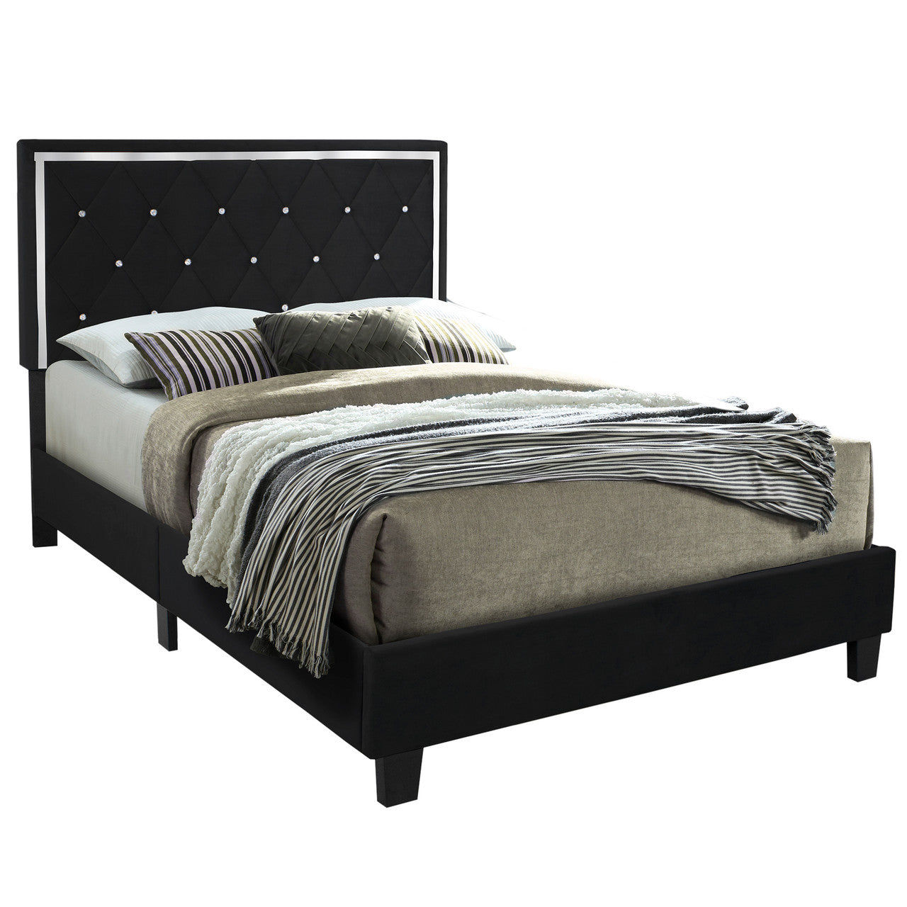 Go Green Woods Monica Velvet Upholstered Full Platform Bed