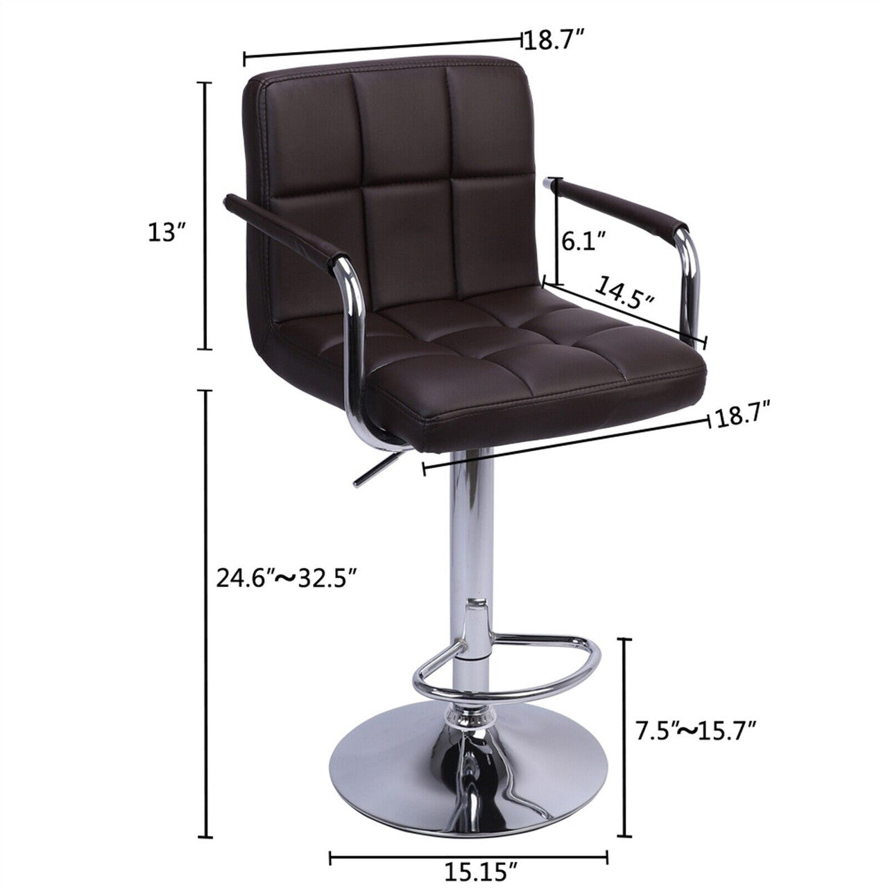 Go Green Woods Adjustable Bartstool with Metal Armrests (Red)
