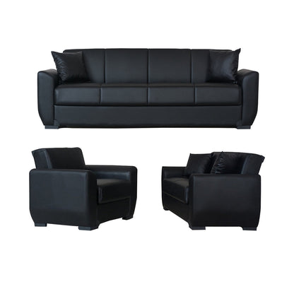 Lola Black PU Leather Loveseat