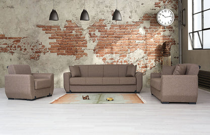 Fatima Light Brown Fabric Sofa Bed