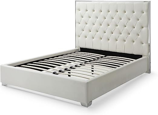 Go Green Woods Sophia Velvet King Bed with Silver Metal Frame
