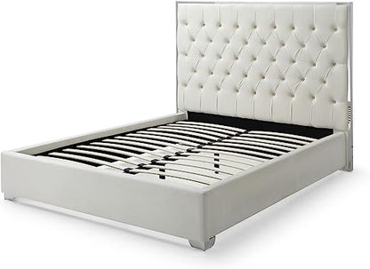 Go Green Woods Sophia Velvet King Bed with Silver Metal Frame
