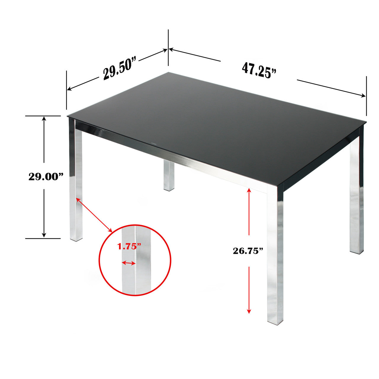 Go Green Woods Elliott Tempered Glass Metal Dining Table