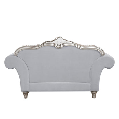 Pelumi Light Gray Linen Loveseat with 5 Pillows