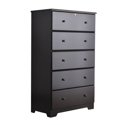 Go Green Woods Isabela Solid Pine Wood 5 Drawer Chest Dresser