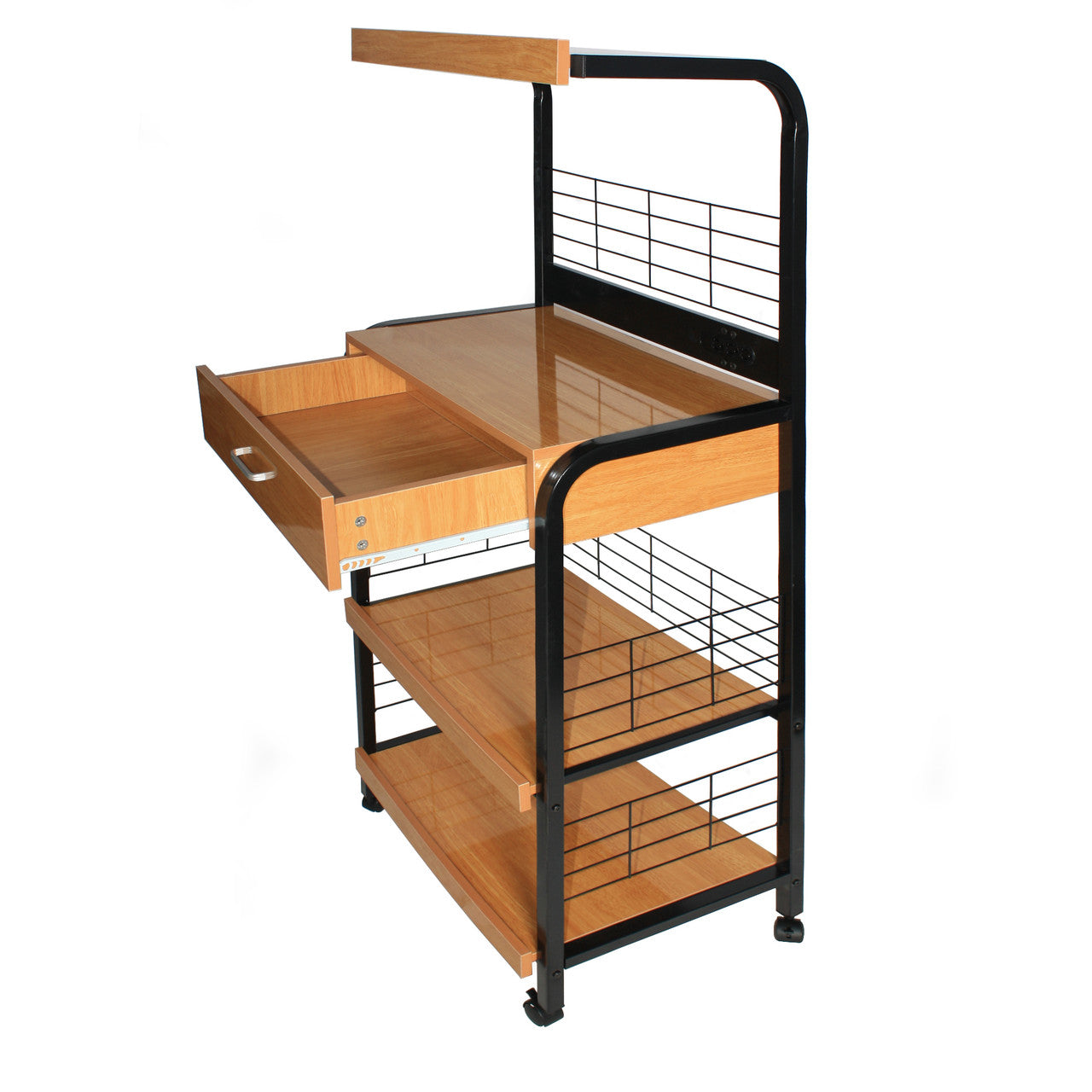Go Green Woods Kristi Metal Frame Microwave Stand with Storage