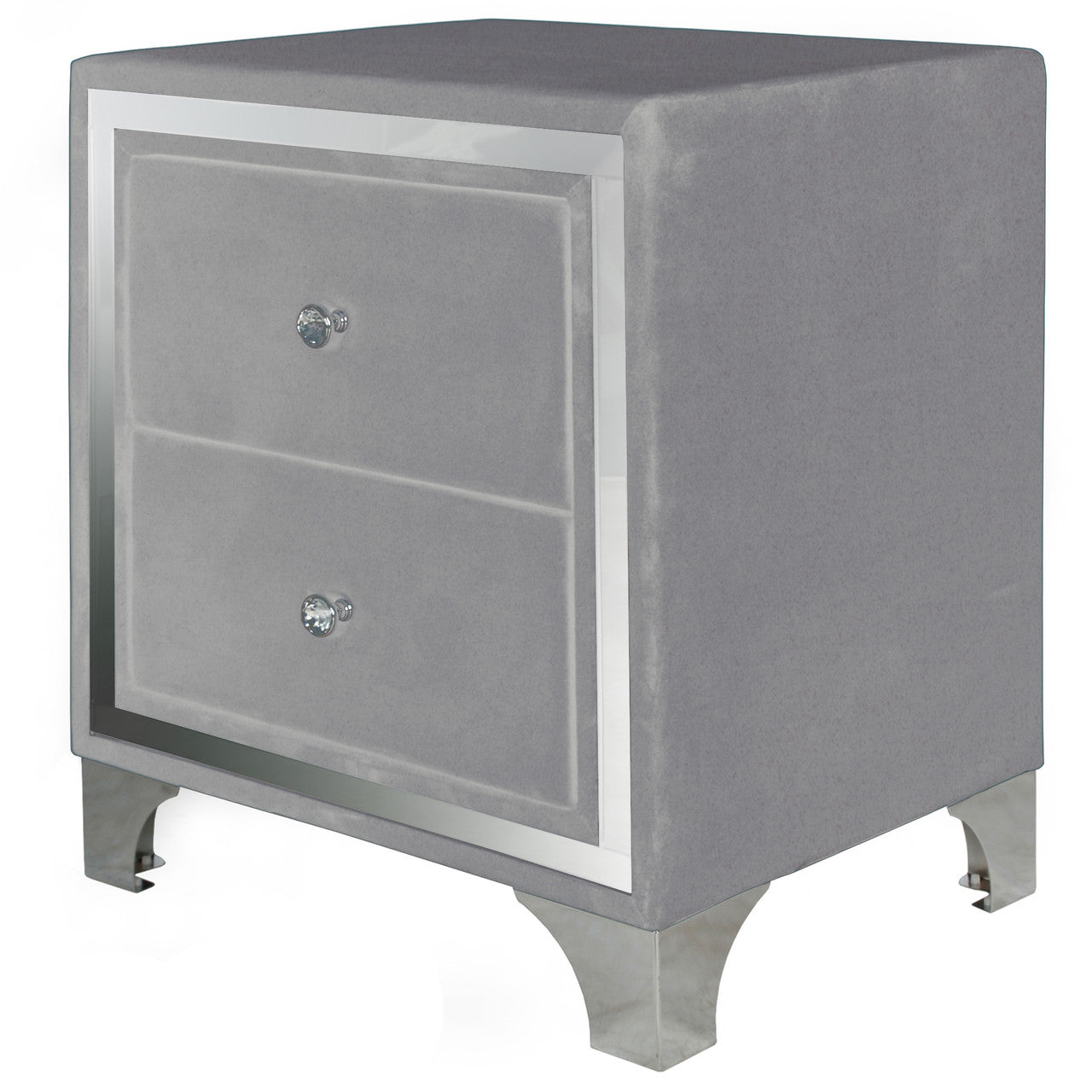 Go Green Woods Monica Velvet Upholstered 2 Drawer Nightstand