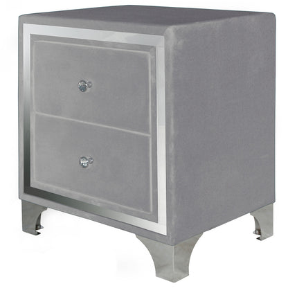 Go Green Woods Monica Velvet Upholstered 2 Drawer Nightstand