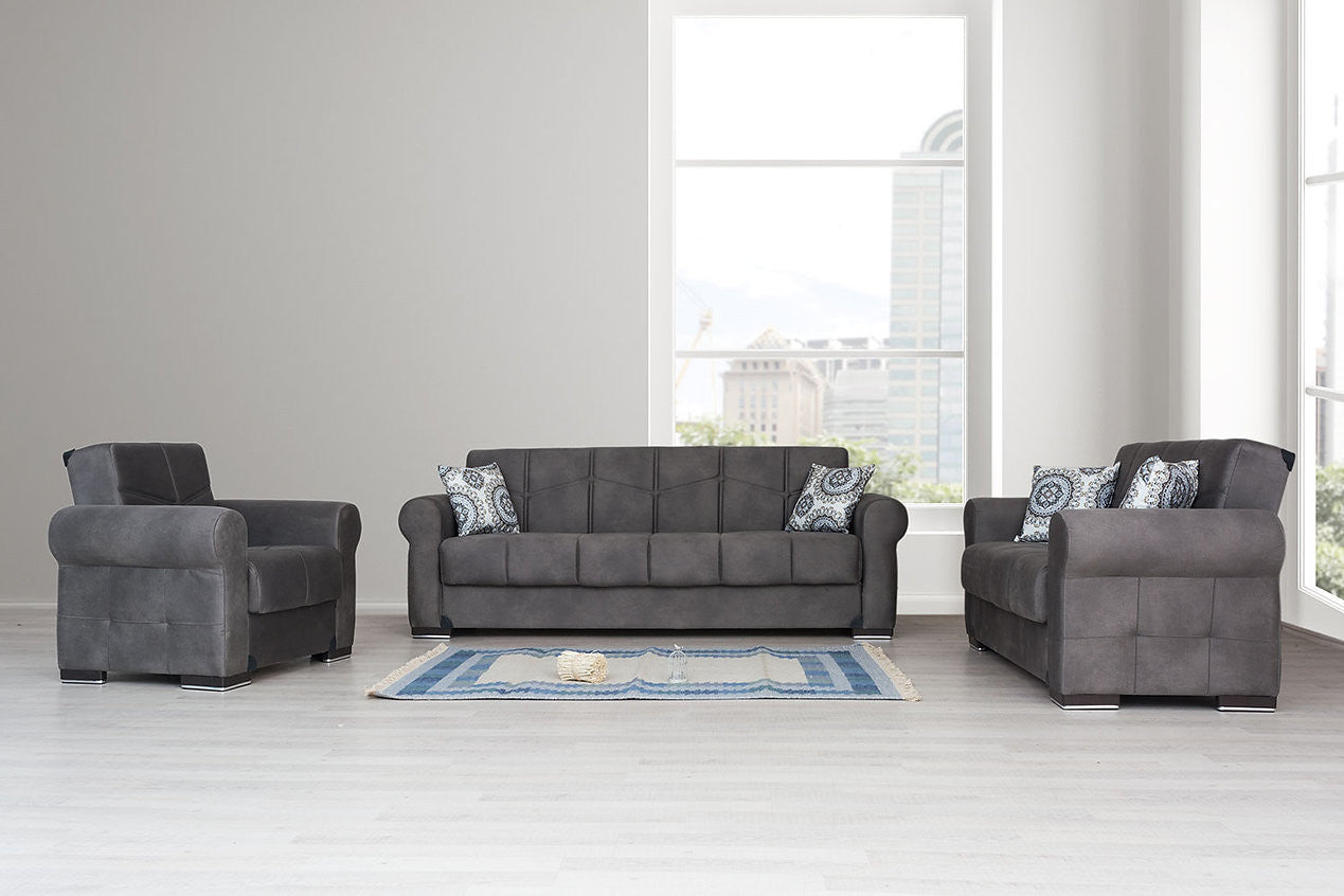 Togo Gray Tufted Back Sofa Bed