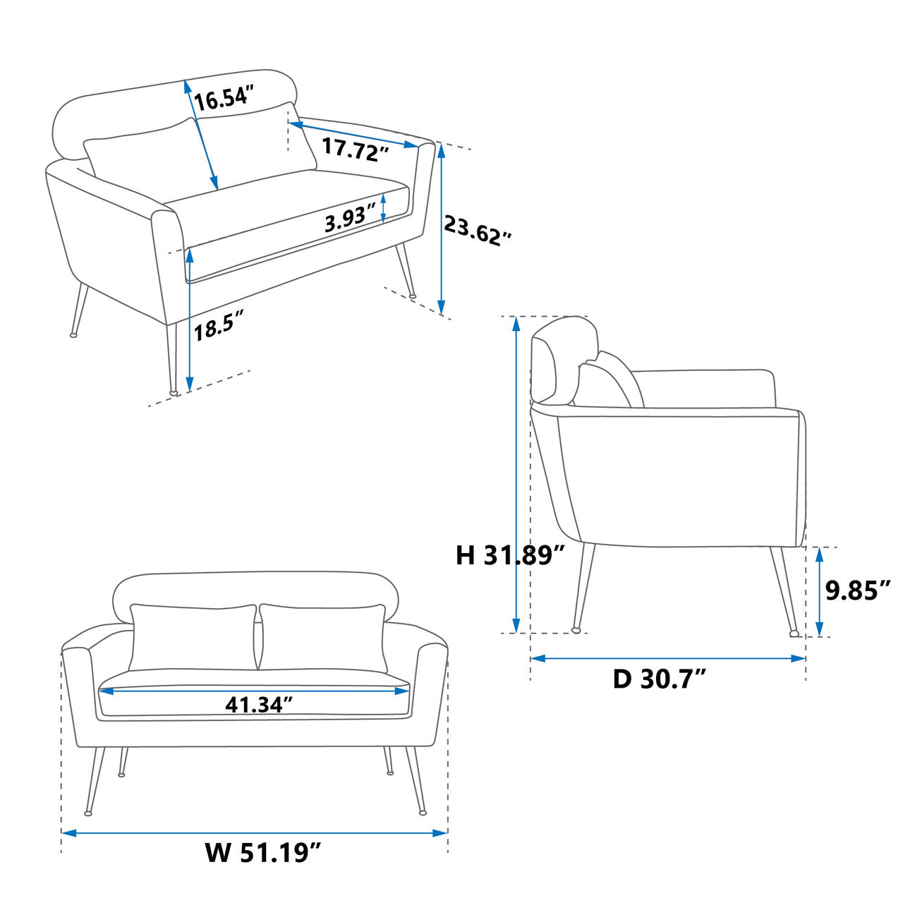 Petite Elegance Small Sofa