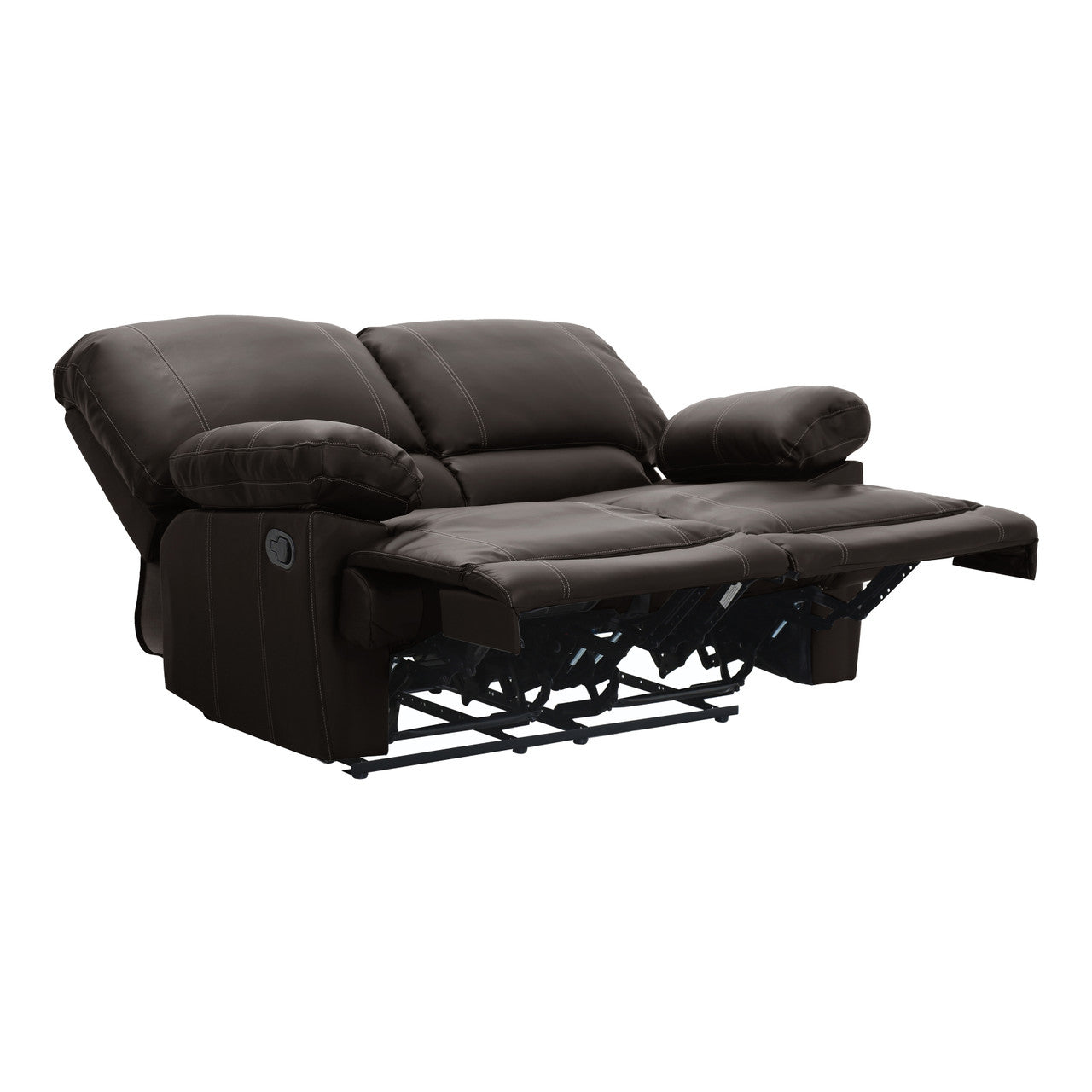 Dark Brown Double Reclining Faux Leather Loveseat