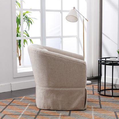 Beige Linen Swivel Armchair