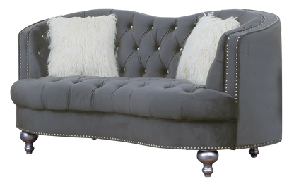 Graceful Gray Velvet Loveseat